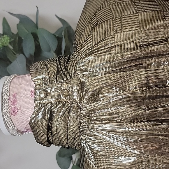 Vintage | Regina Porter | Metallic Gold Lame High Neck Blouse - Picture 4 of 12